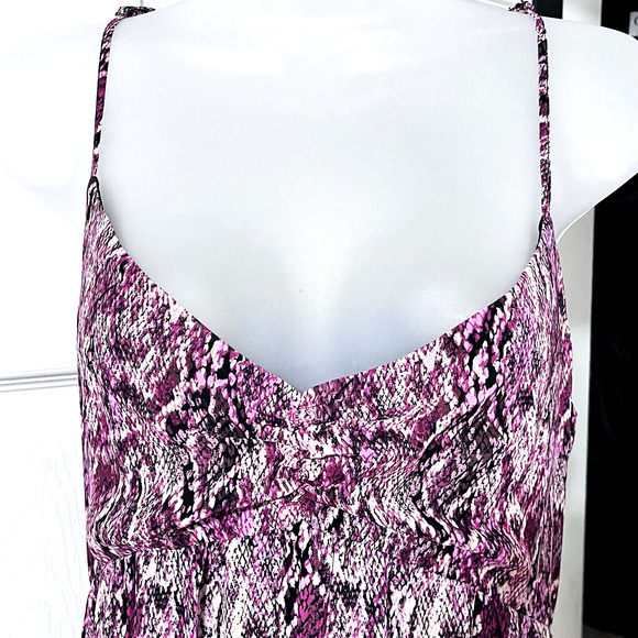 Bar 111 Maxi Dress SZ M Purple Snake Print Babydoll Straps Fairy Flowy Tiered Y2 - Picture 2 of 13